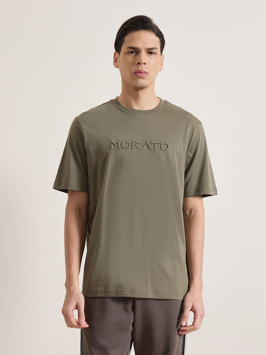 Antony Morato Men Olive Green Solid T-Shirt