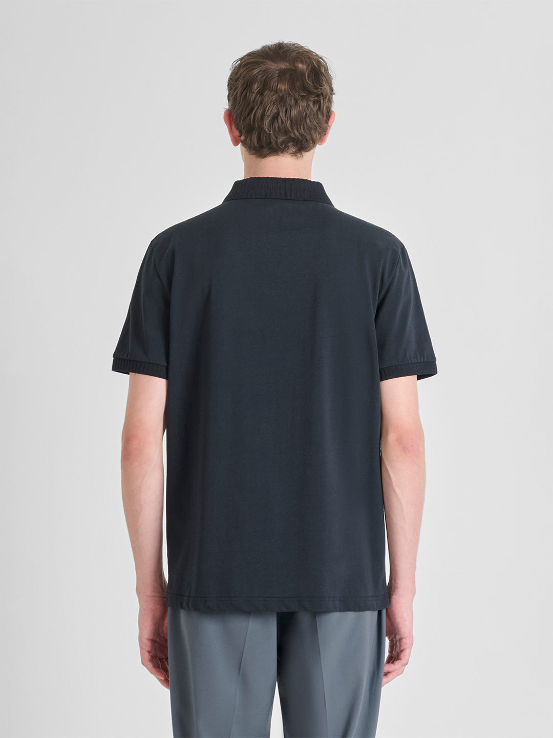 ANTONY MORATO Men Navy Blue Jersey Cotton Polo T-Shirt