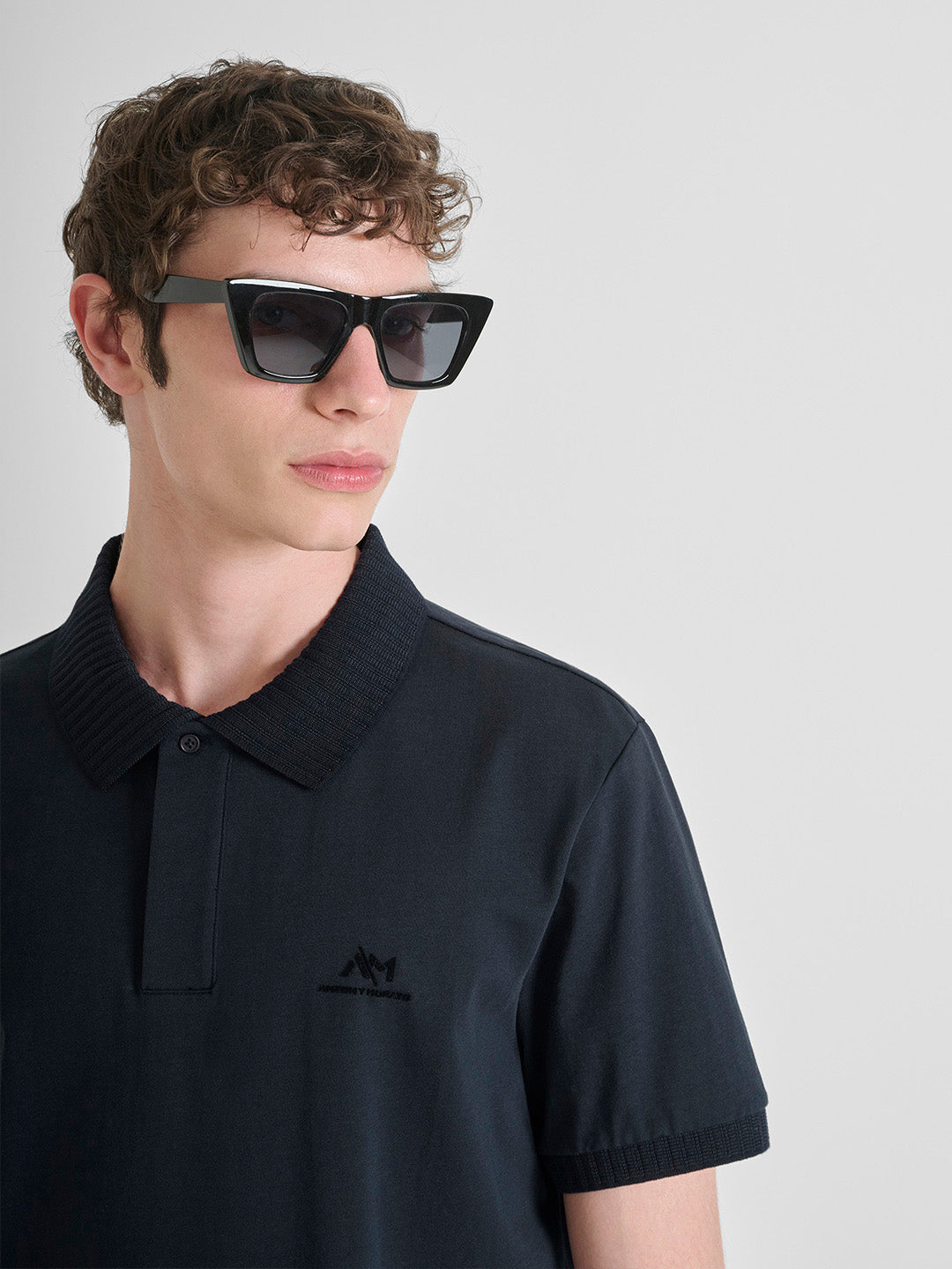 ANTONY MORATO Men Navy Blue Jersey Cotton Polo T-Shirt