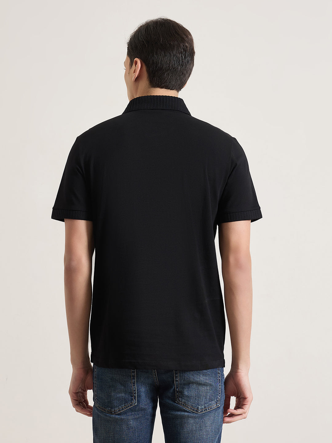 Antony Morato Men Black Solid Regular Fit Pure Cotton Polo T-Shirt