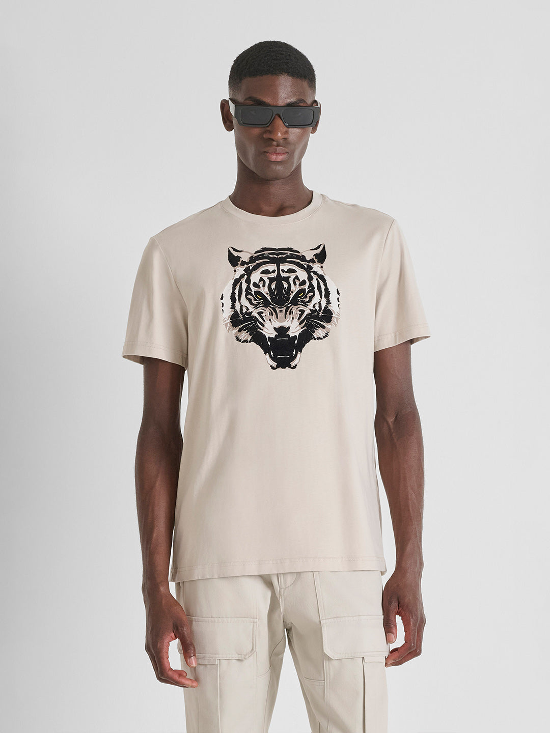 ANTONY MORATO Men Cream Jersey Matt Printed T-Shirt