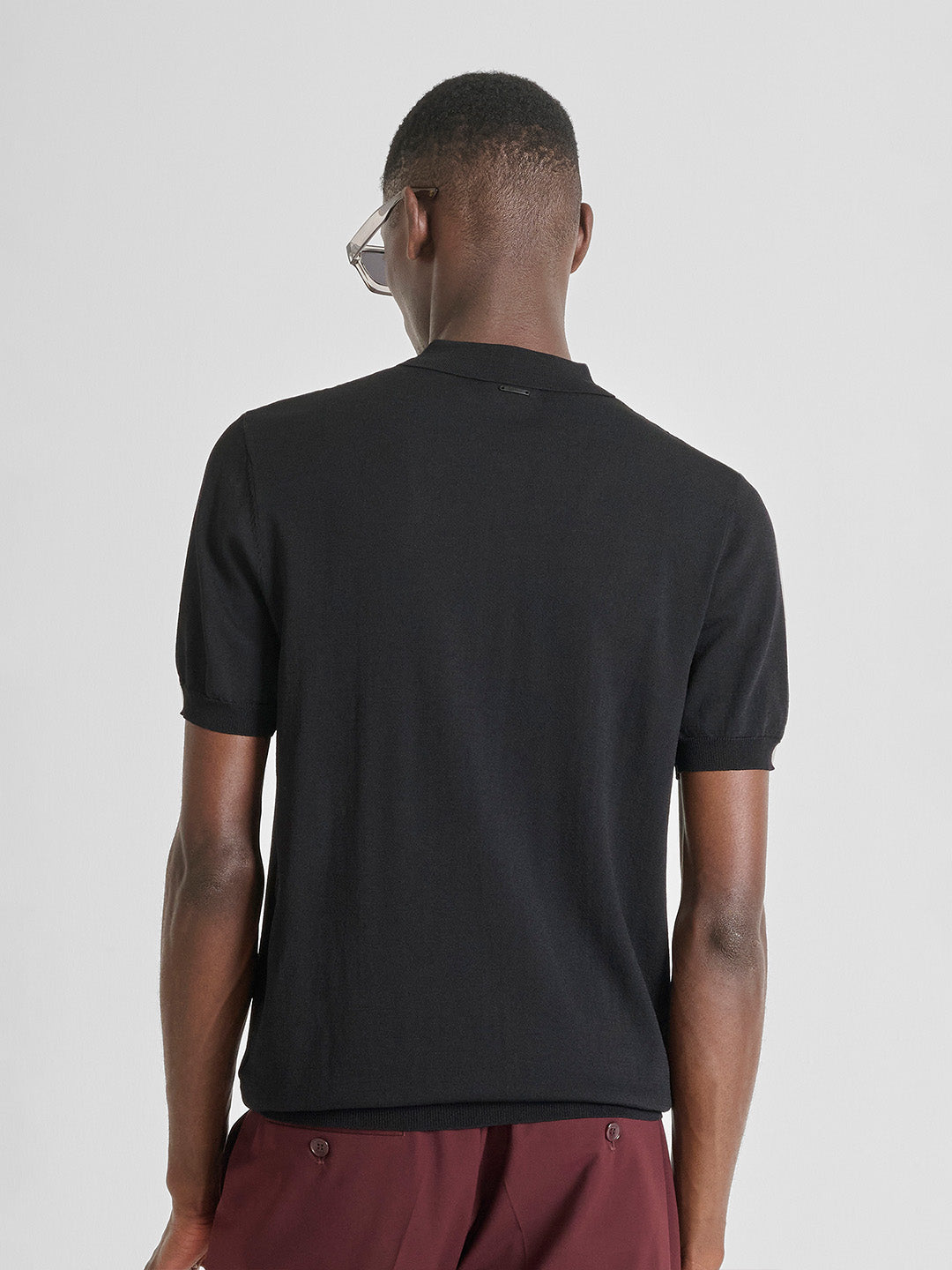 ANTONY MORATO Men Black Slim Fit Polo T-Shirt