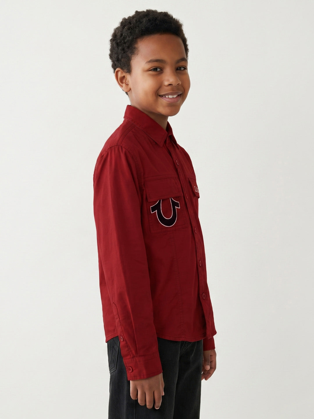 True Religion Boys Red Cotton Shirt
