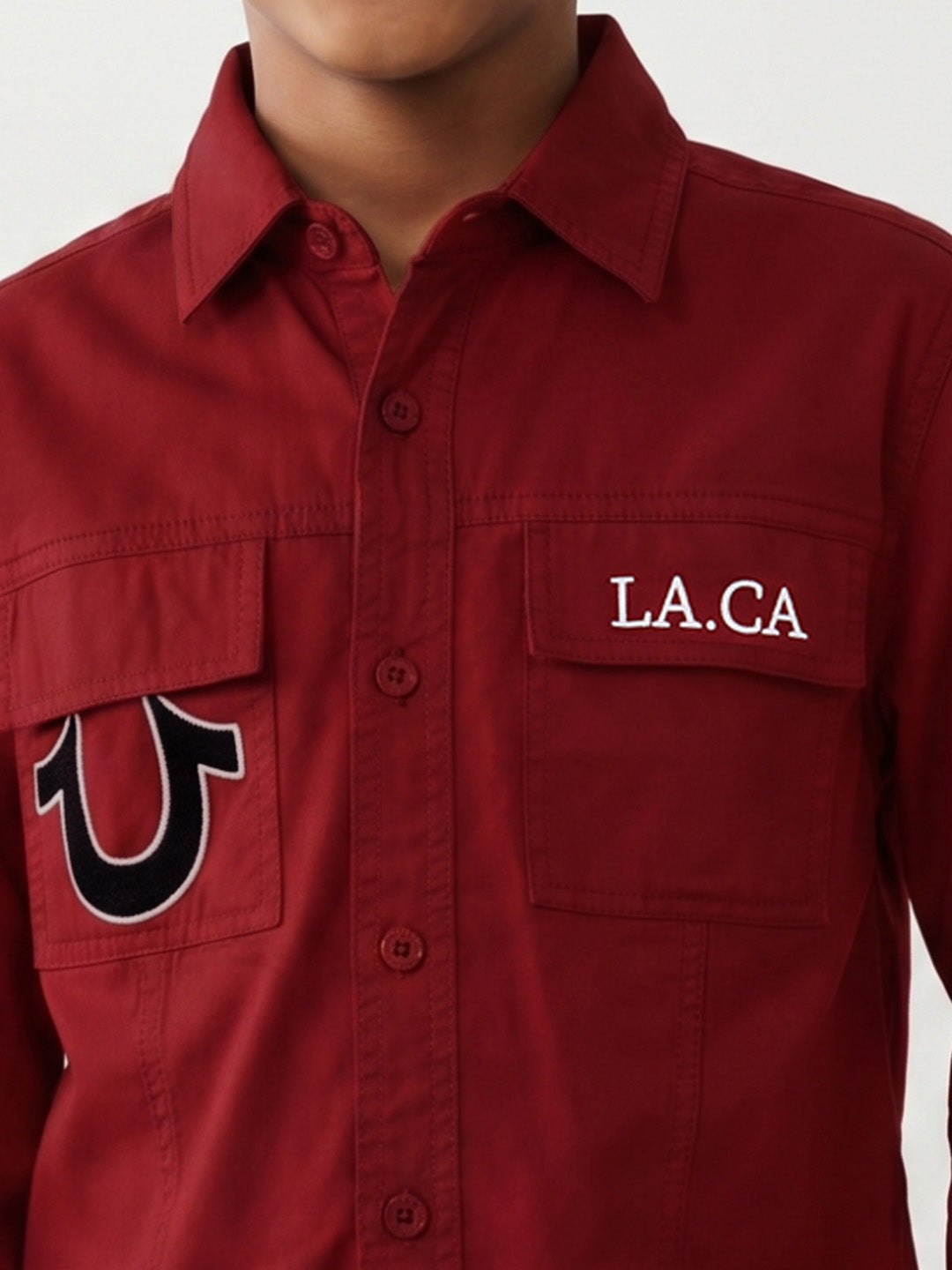 True Religion Boys Red Cotton Shirt