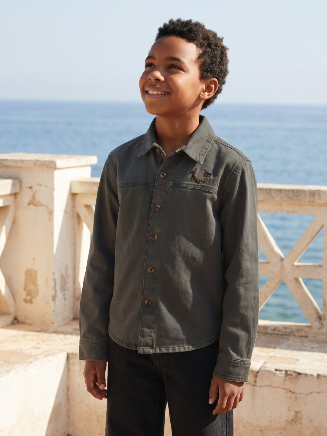 True Religion Boys Green Cotton Shirt