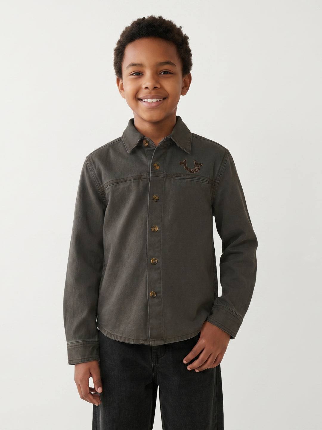 True Religion Boys Green Cotton Shirt
