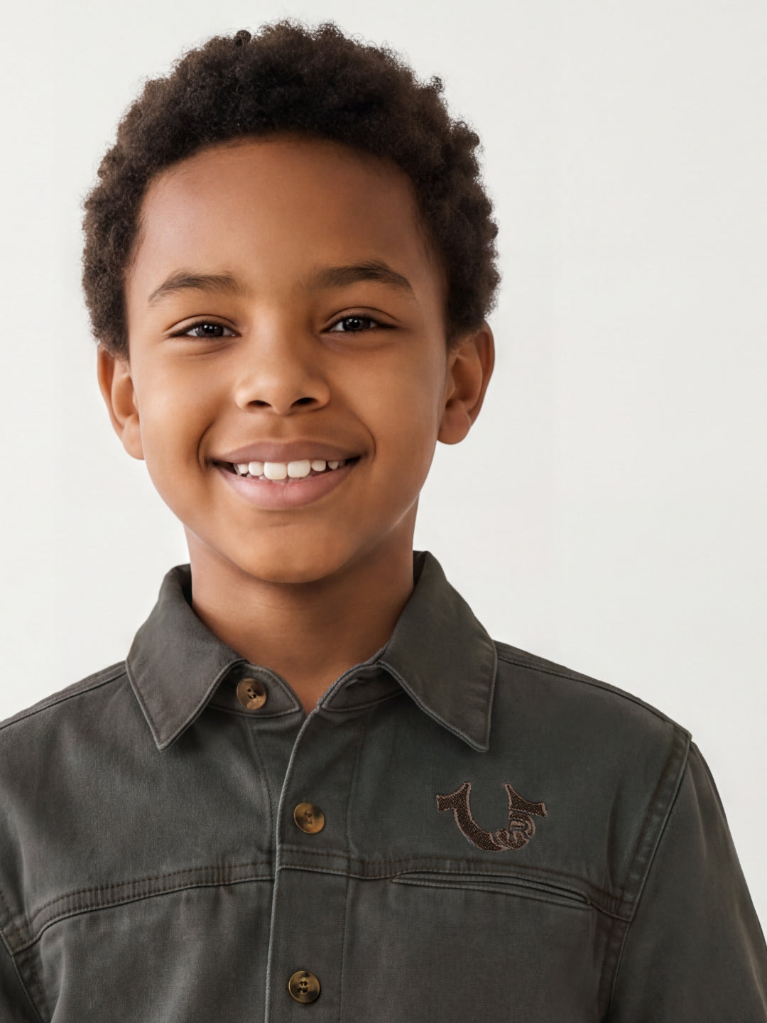 True Religion Boys Green Cotton Shirt