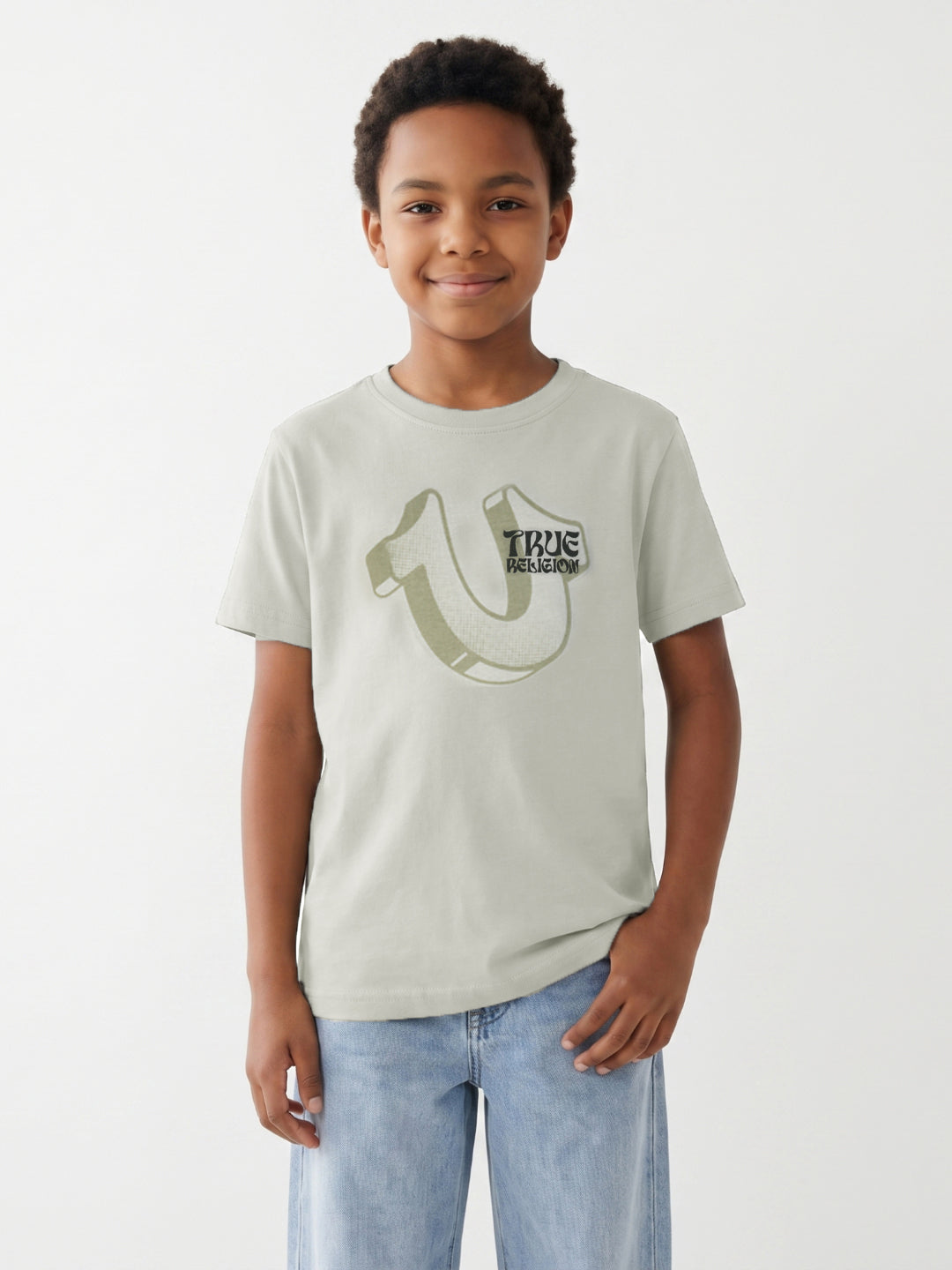 True Religion Boys Beige Cotton T-Shirt