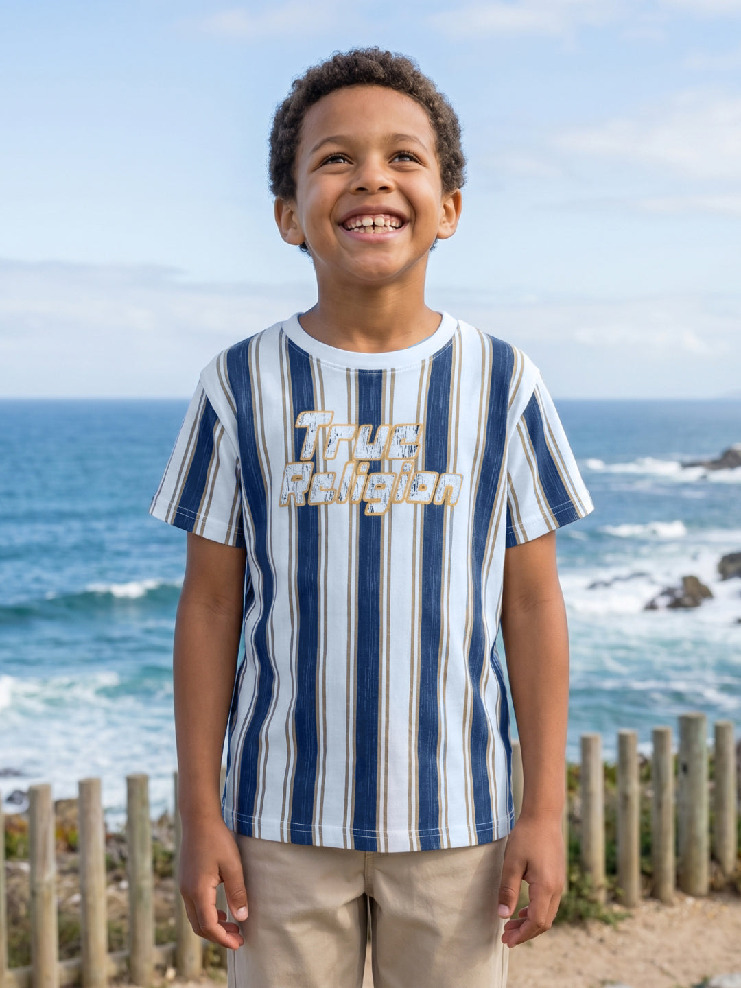 True Religion Boys Multi Striped Cotton T-Shirt