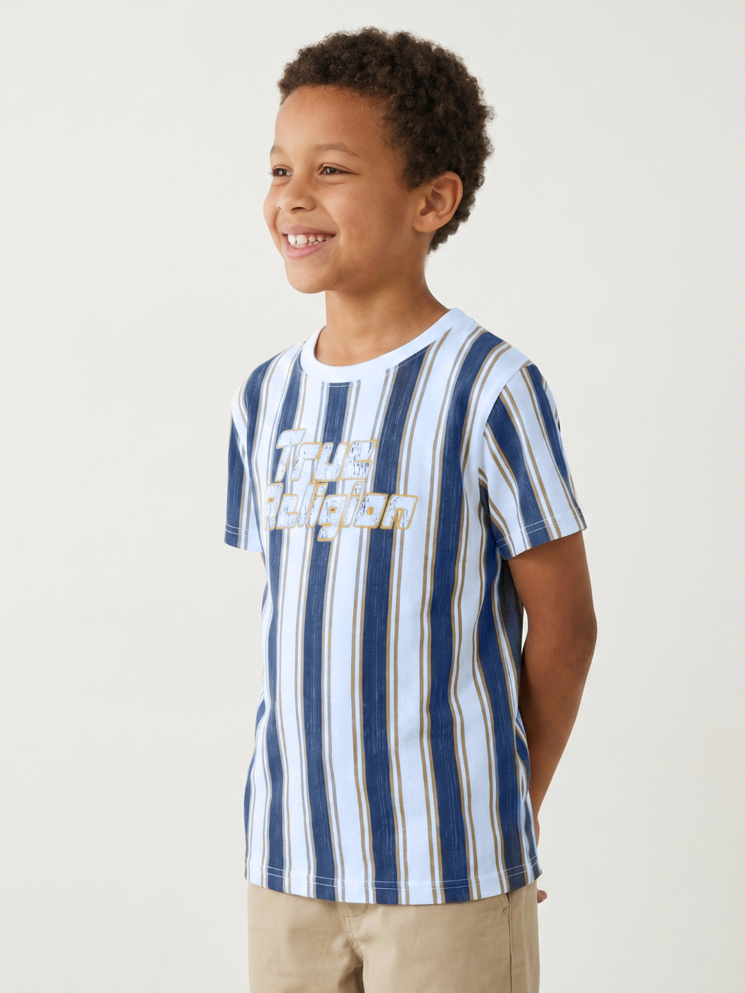 True Religion Boys Multi Striped Cotton T-Shirt
