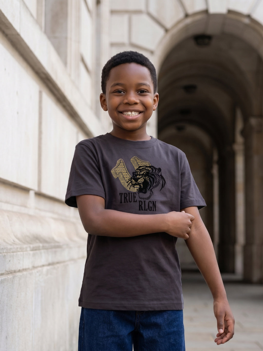 True Religion Boys Grey Cotton T-Shirt