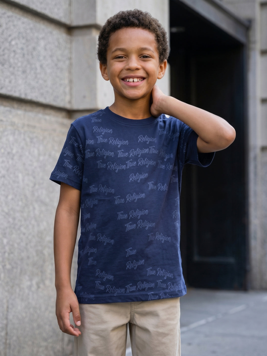 True Religion Boys Blue Aop Cotton T-Shirt