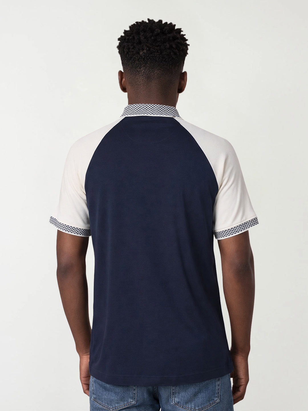 True Religion Men Navy Blue Solid Regular Fit Polo T-Shirt
