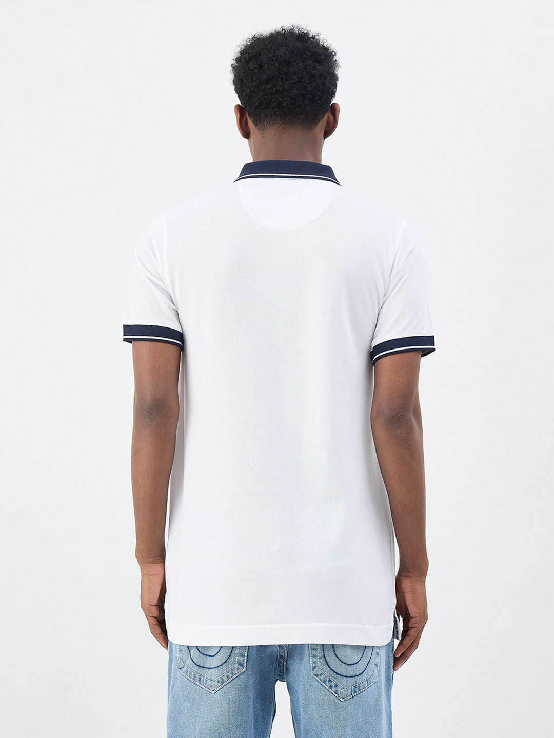 True Religion Men Solid White Polo T-Shirt