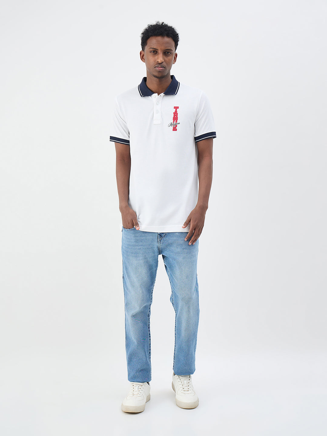 True Religion Men Solid White Polo T-Shirt