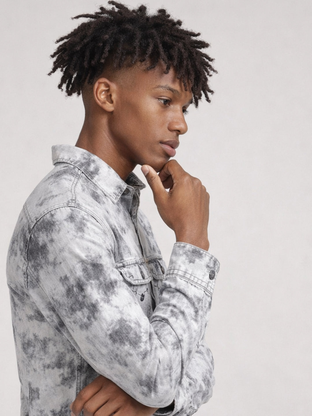 True Religion Men White Tie-Dye Regular Fit Shirt