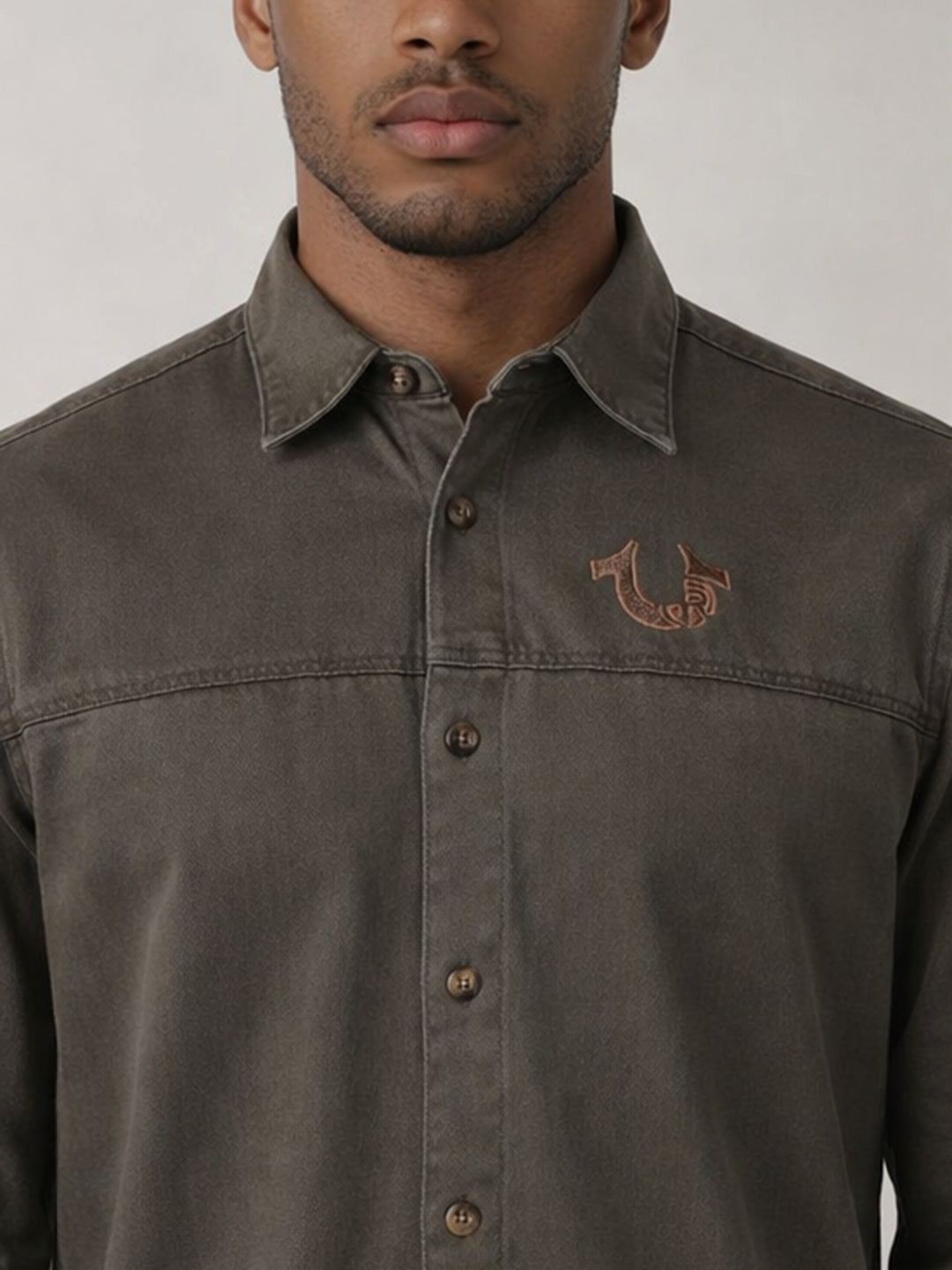 True Religion Men Green Cotton Shirt