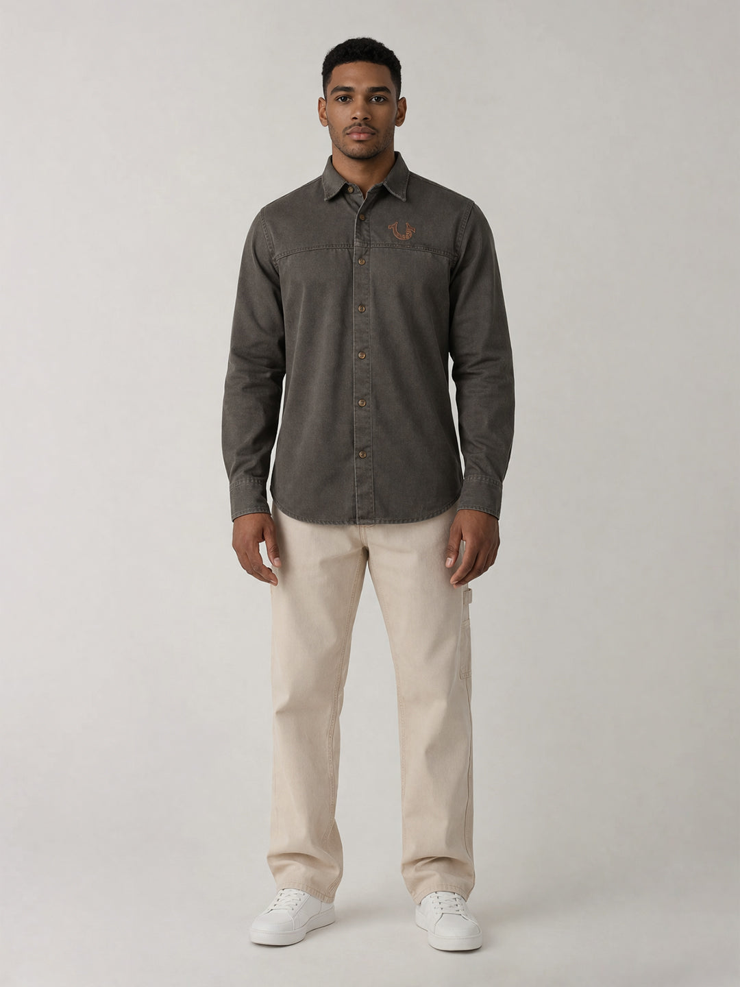 True Religion Men Green Cotton Shirt