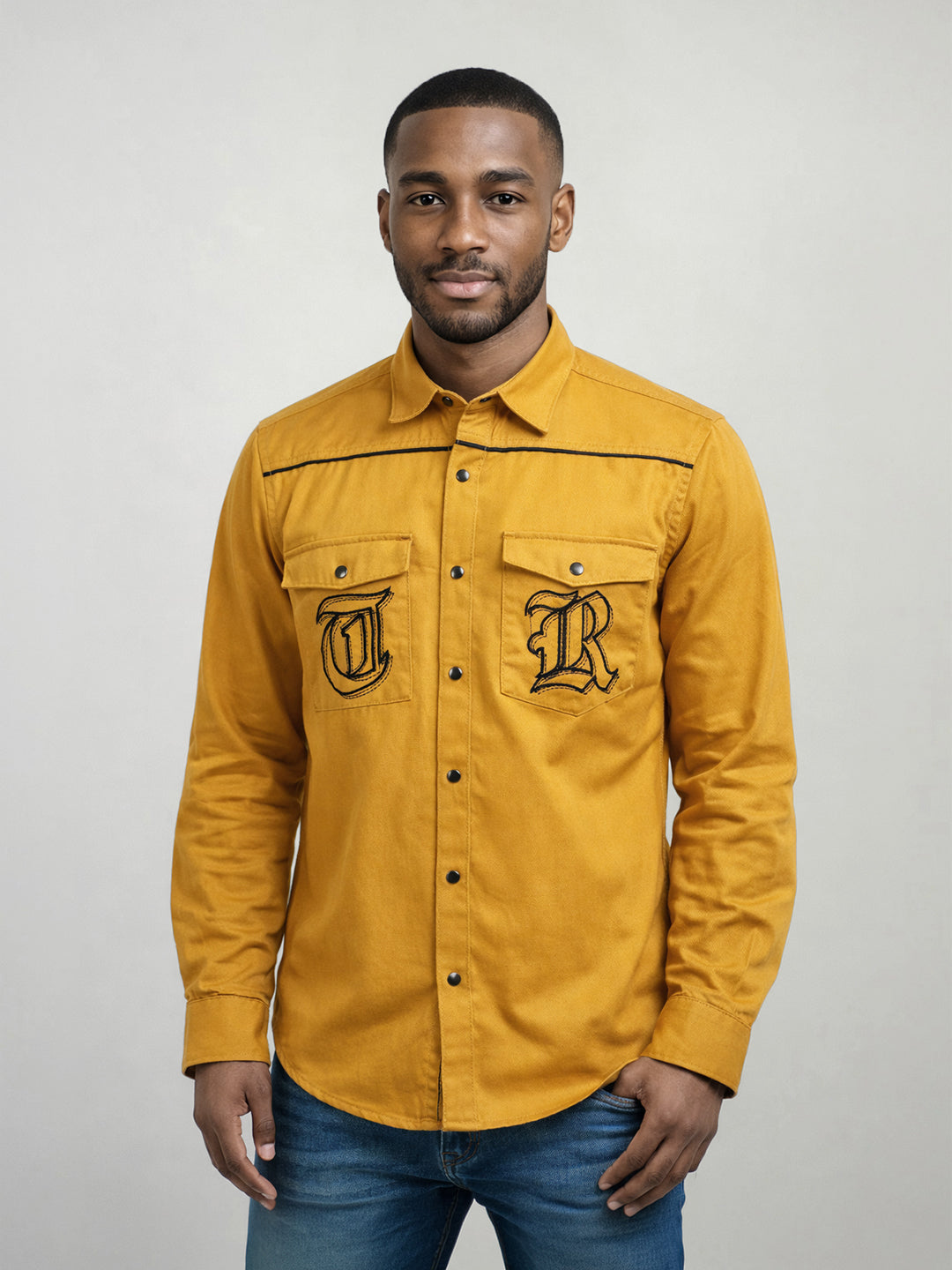True Religion Men Mustard Cotton Shirt
