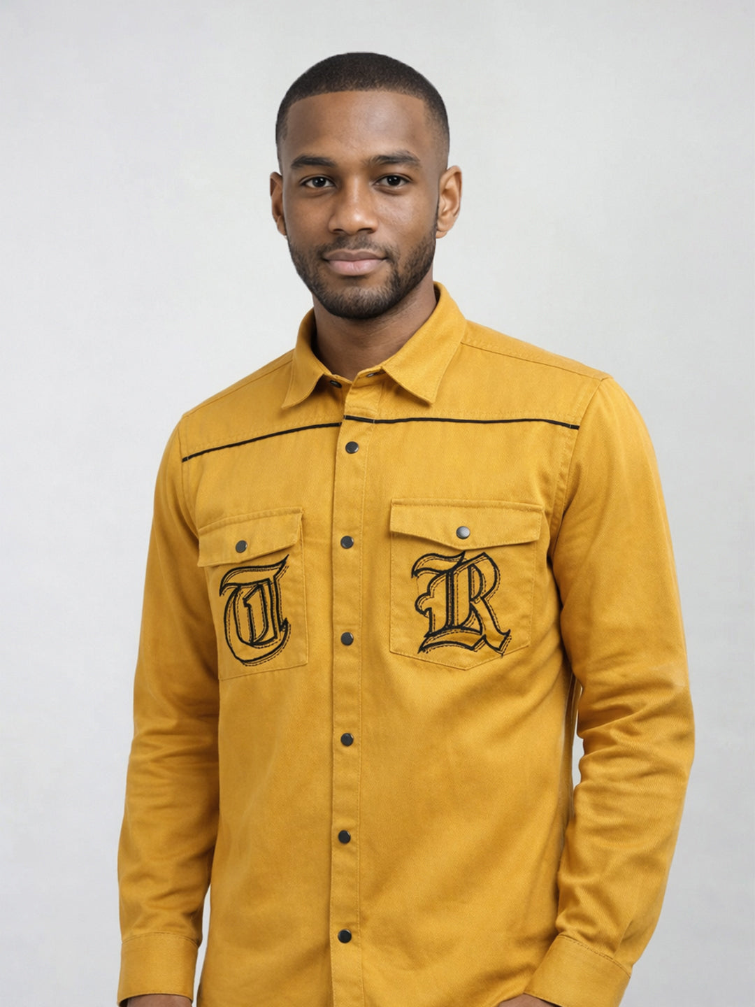 True Religion Men Mustard Cotton Shirt