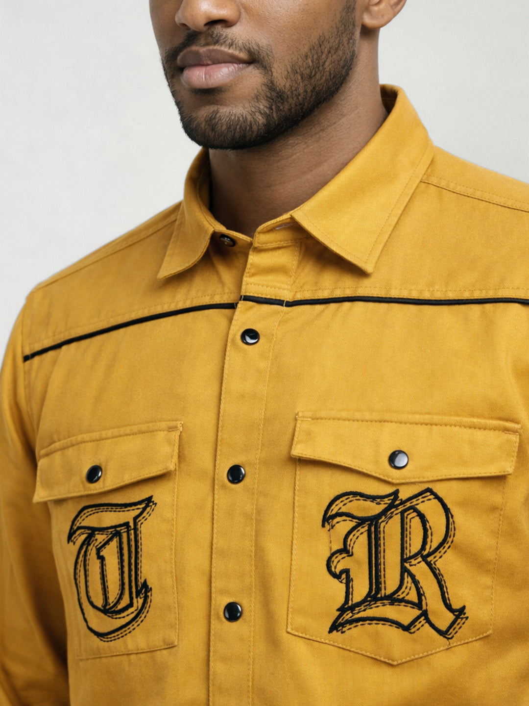 True Religion Men Mustard Cotton Shirt