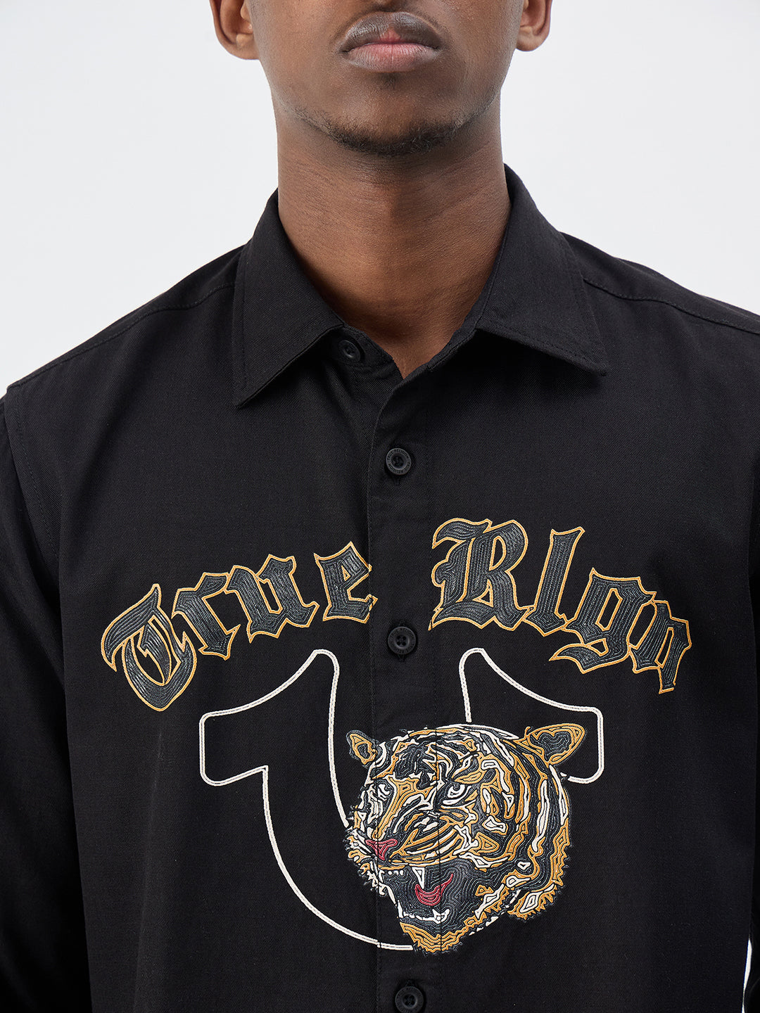 True Religion Men Embroidered Black Shirt