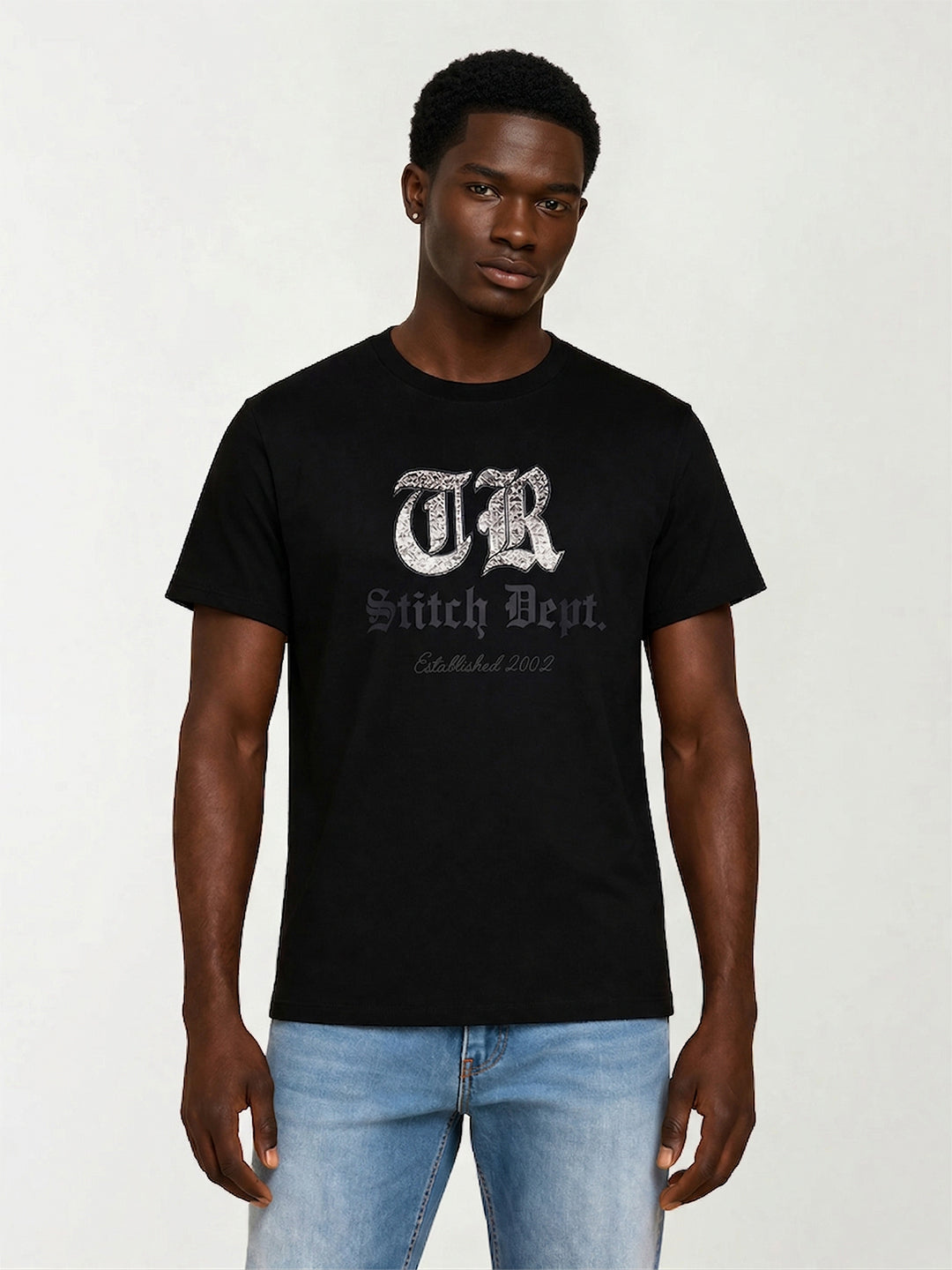 True Religion Men Black Embroidered T-Shirt
