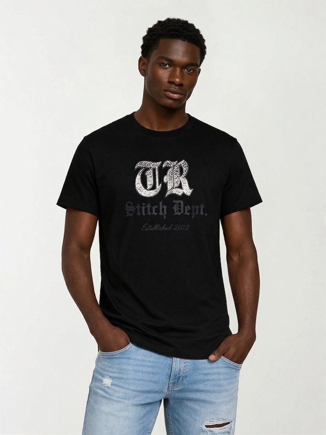 True Religion Men Black Embroidered T-Shirt