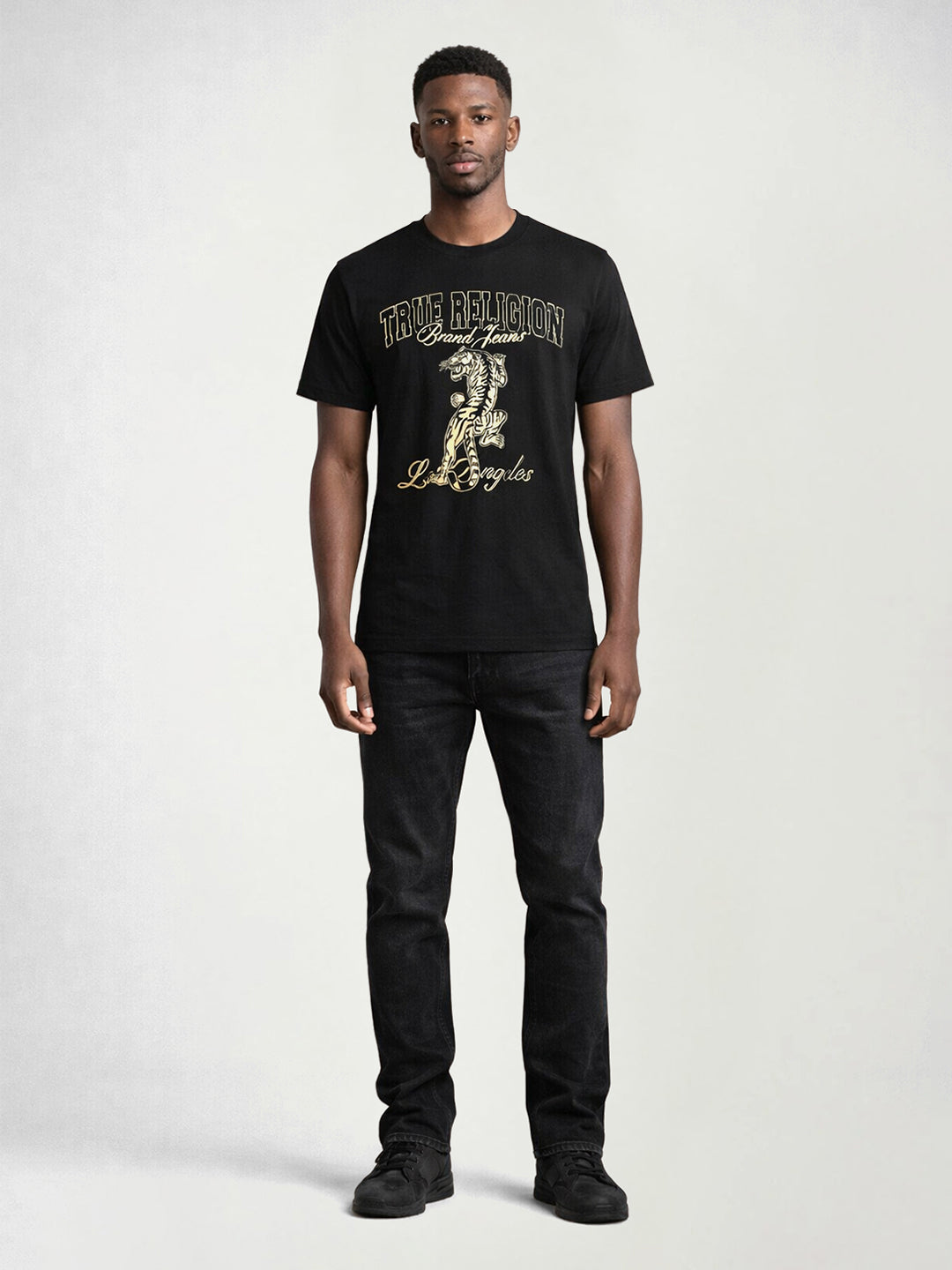 True Religion Men Black Embroidered T-Shirt