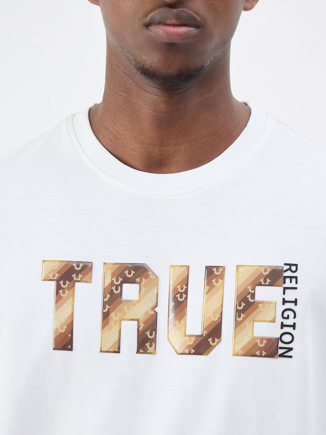 True Religion Men Solid White T-Shirt