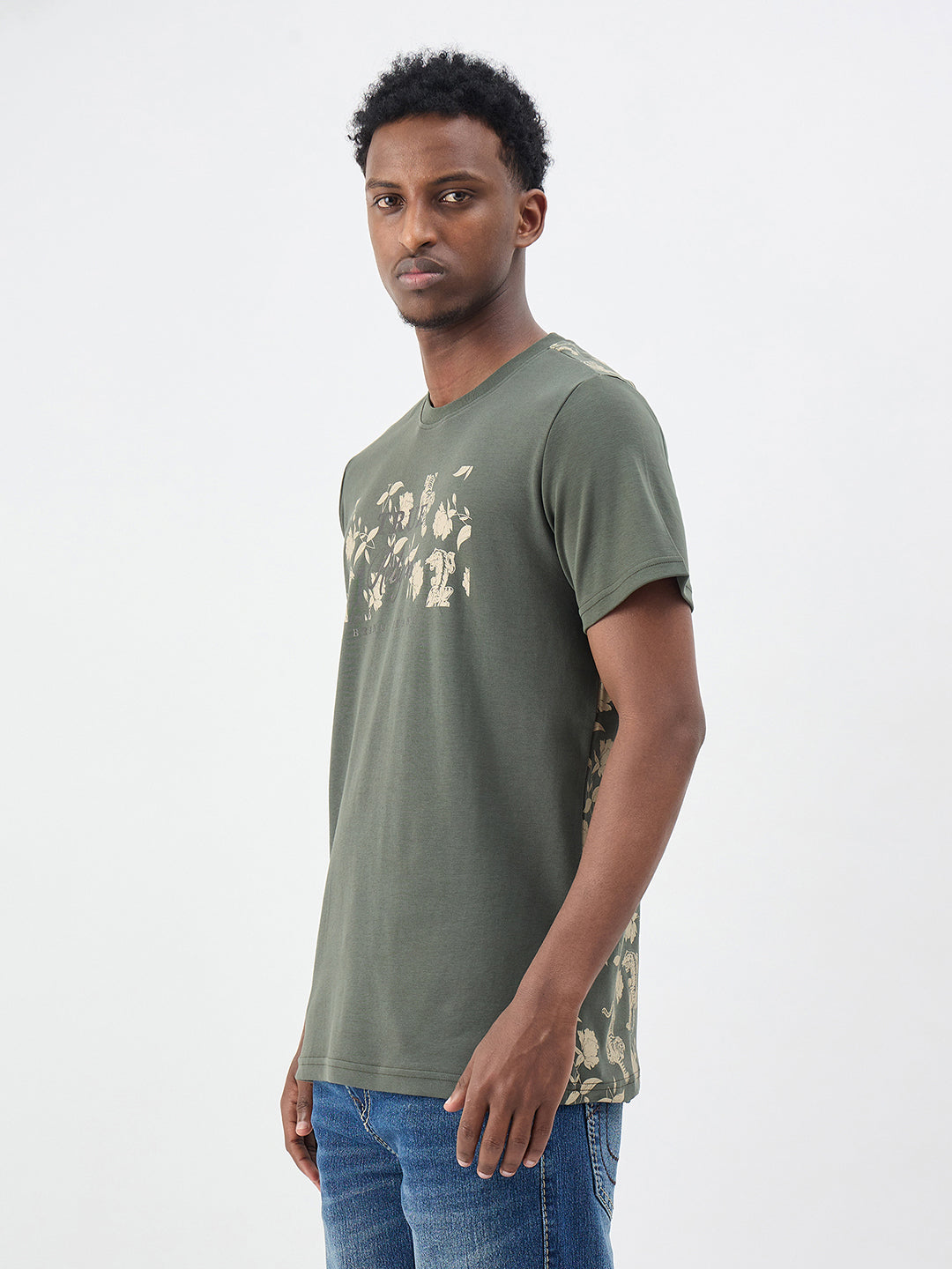 True Religion Men Printed Green T-Shirt