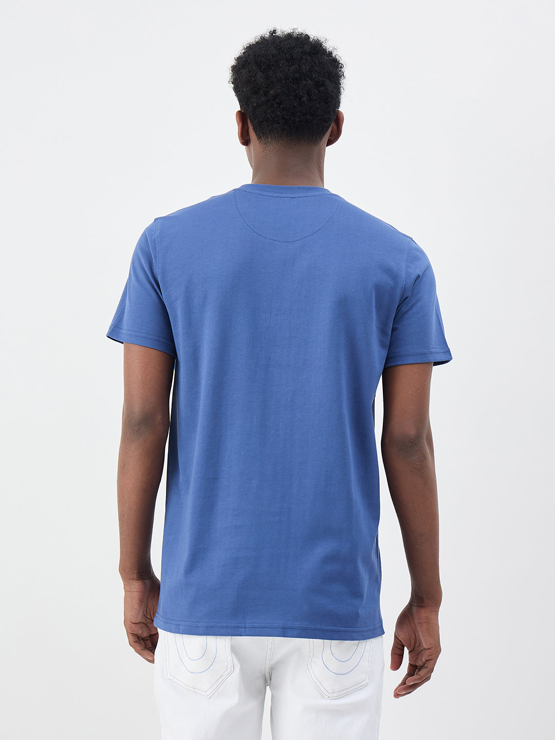 True Religion Men Printed Blue T-Shirt