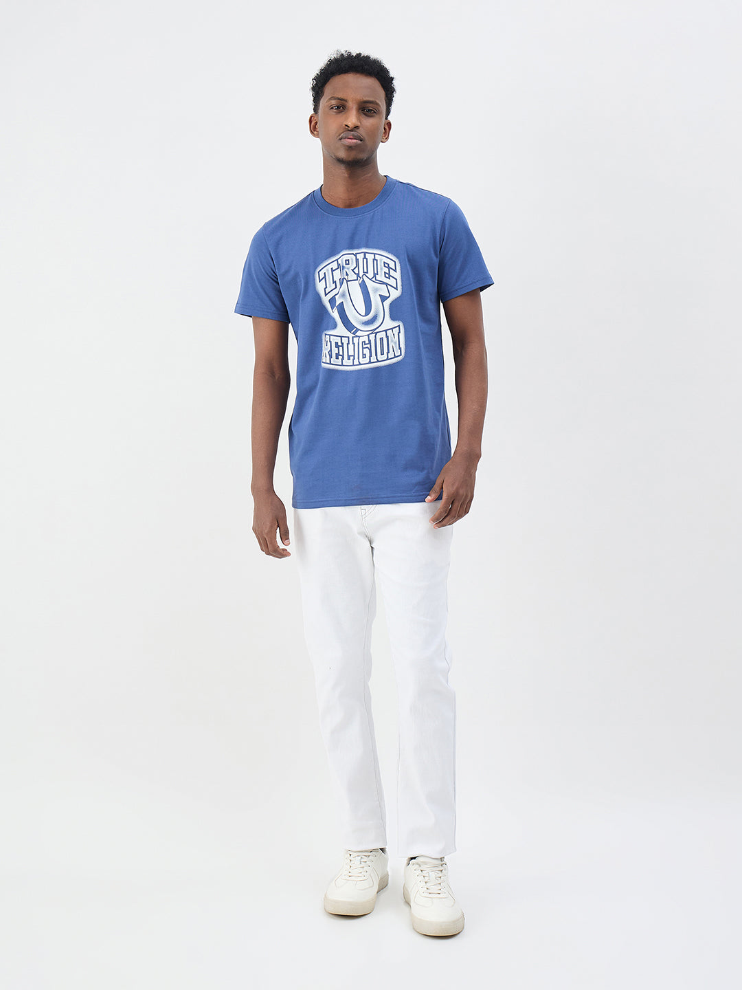 True Religion Men Printed Blue T-Shirt