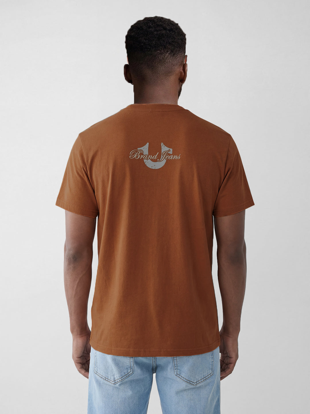 True Religion Men Orange Printed T-Shirt