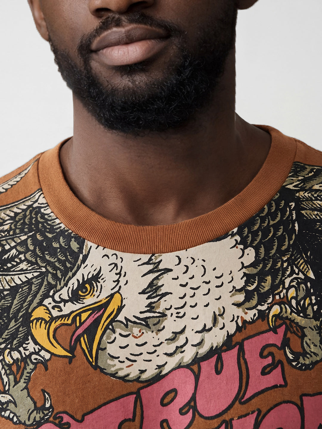 True Religion Men Orange Printed T-Shirt