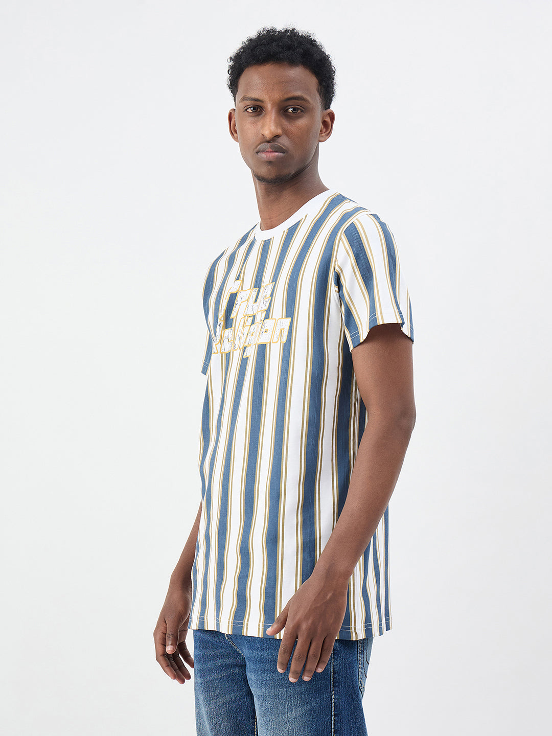 True Religion Men Striped Multicolor T-Shirt
