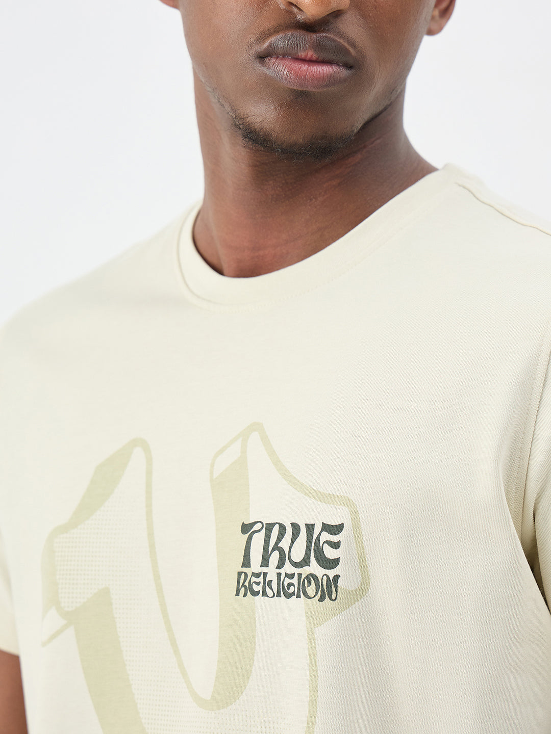 True Religion Men Solid Cream T-Shirt