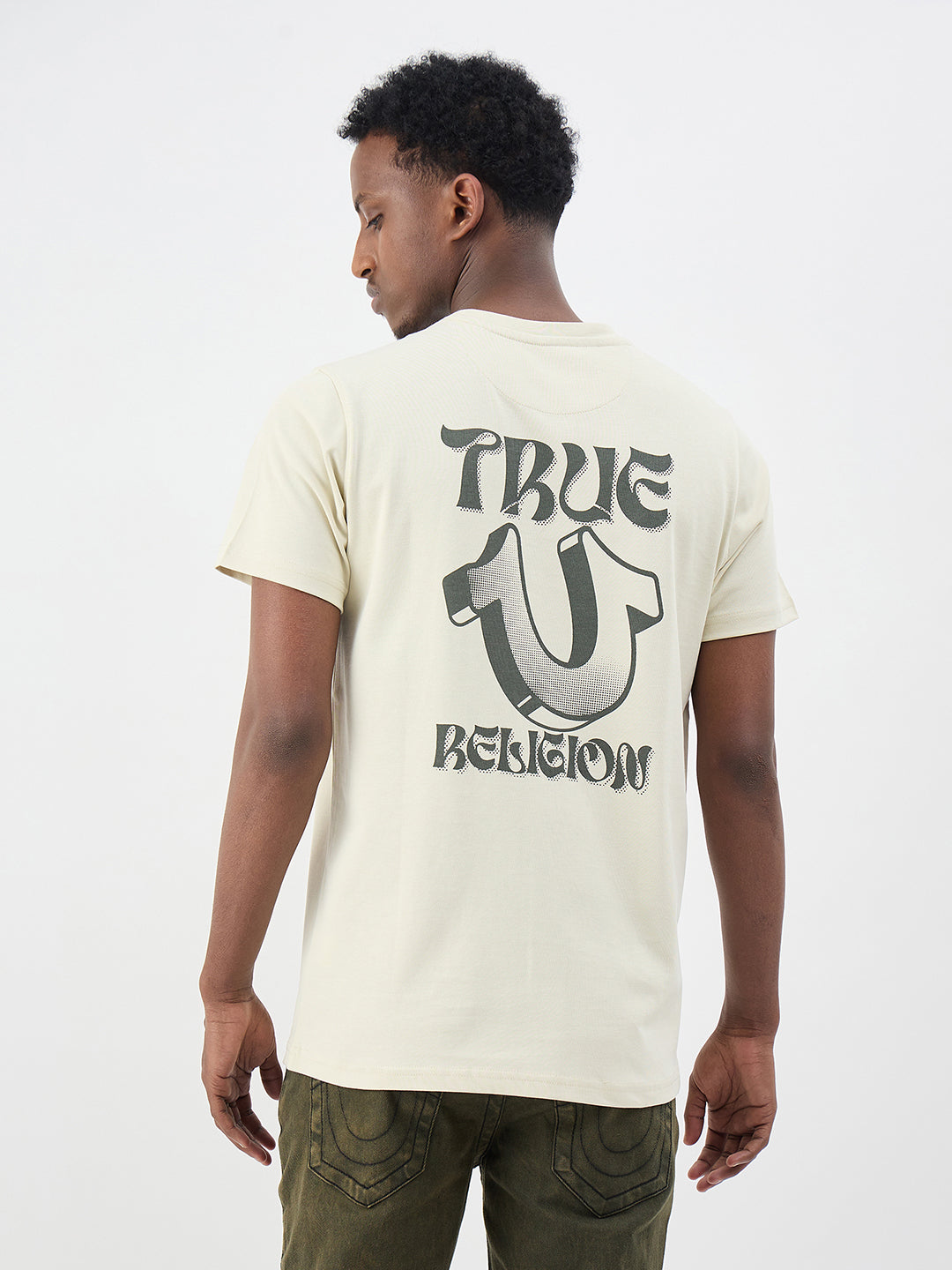 True Religion Men Solid Cream T-Shirt