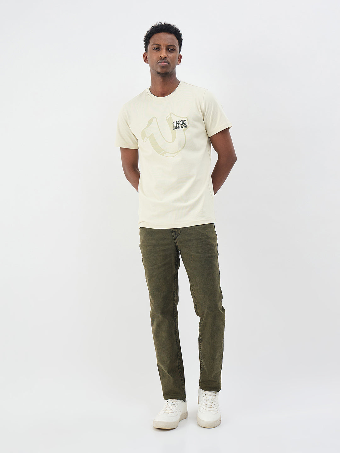 True Religion Men Solid Cream T-Shirt