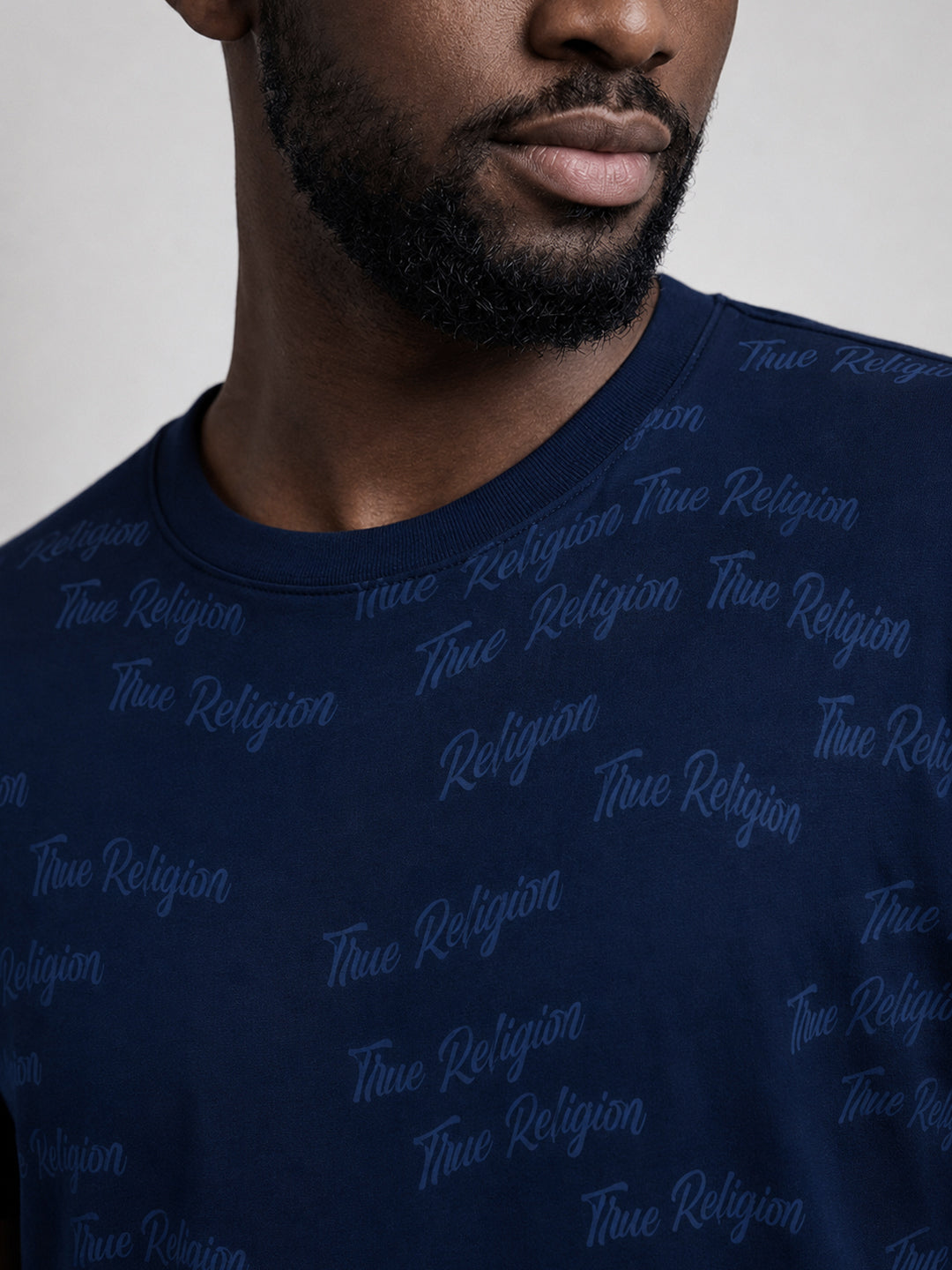True Religion Men Blue Printed T-Shirt