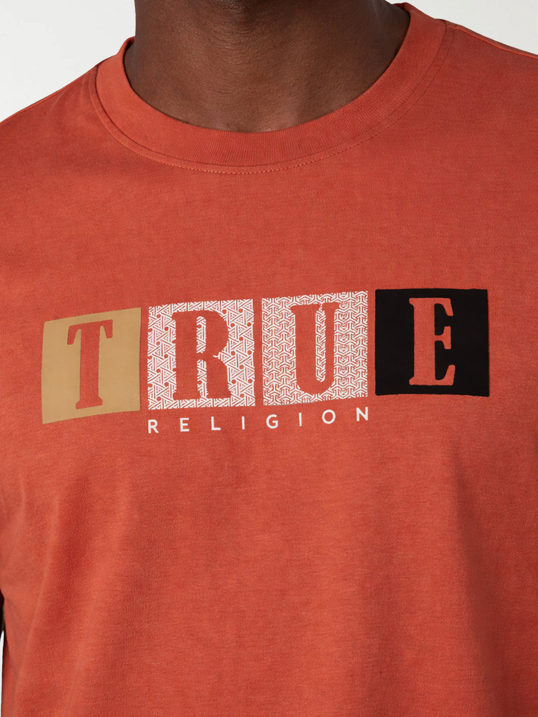 True Religion Men Orange Logo T-Shirt