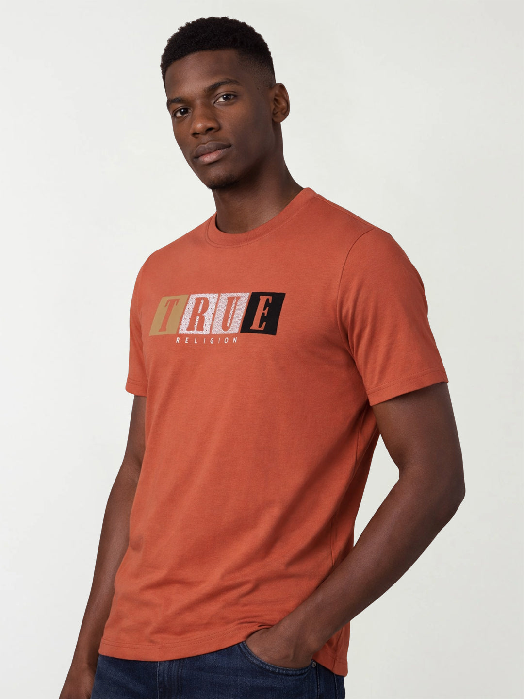 True Religion Men Orange Logo T-Shirt