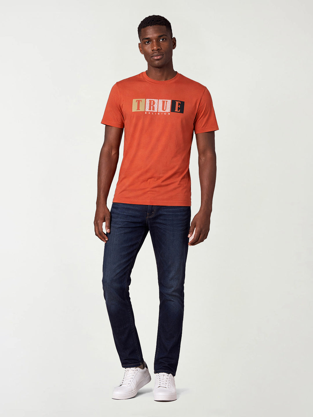 True Religion Men Orange Logo T-Shirt
