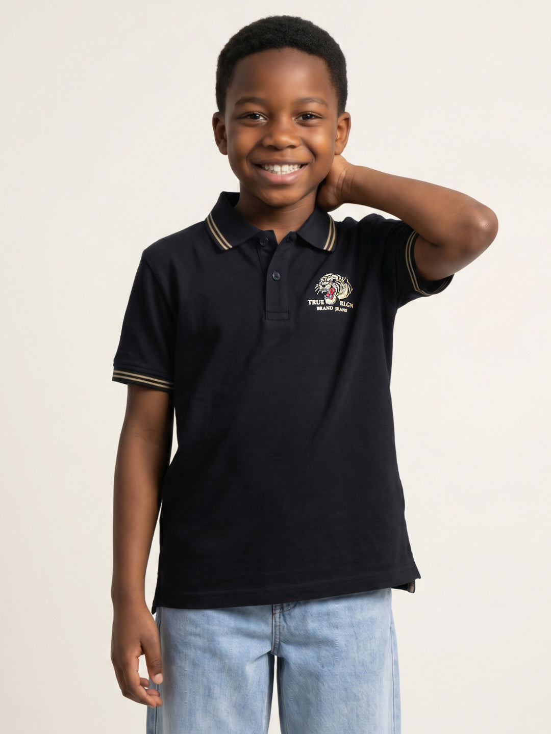 True Religion Boys Black Cotton T-Shirt