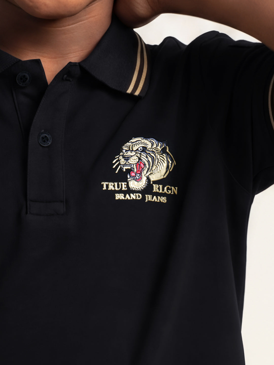 True Religion Boys Black Cotton T-Shirt