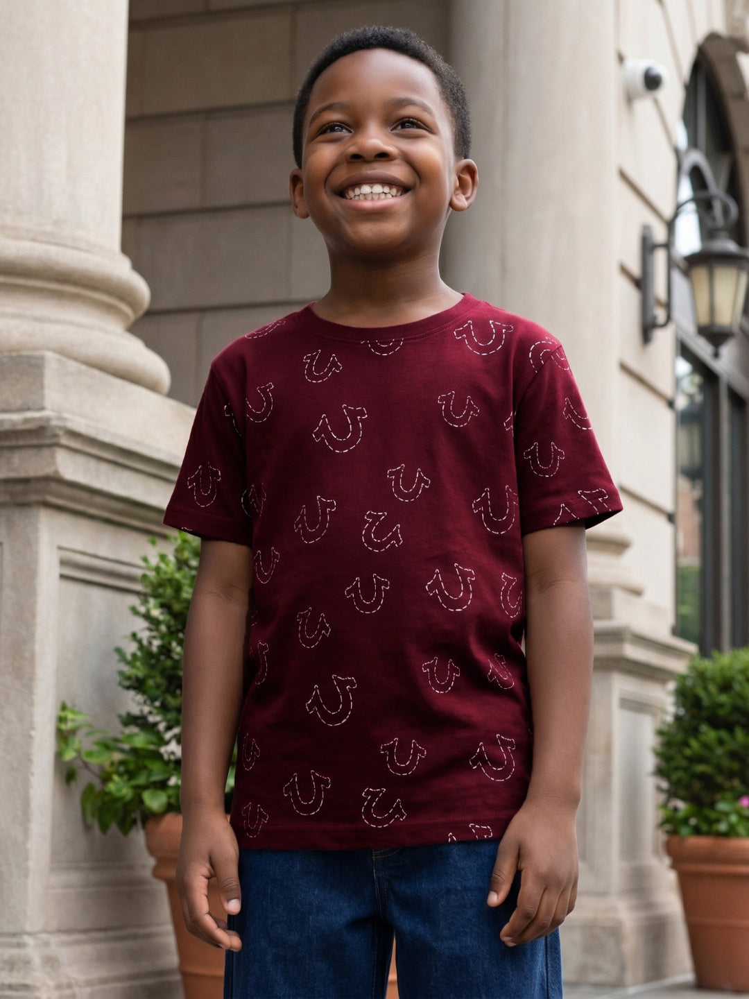 True Religion Boys Red Aop Cotton T-Shirt