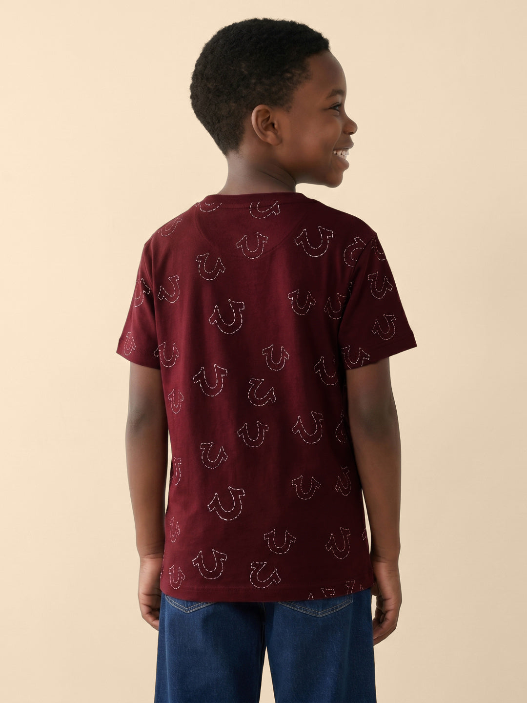True Religion Boys Red Aop Cotton T-Shirt
