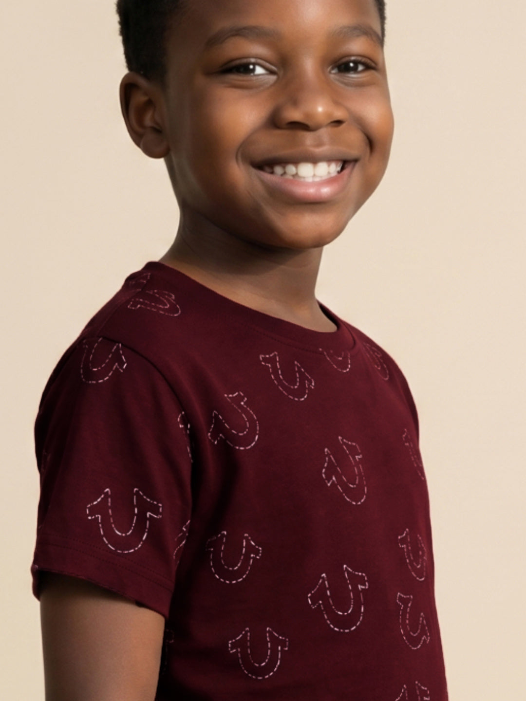 True Religion Boys Red Aop Cotton T-Shirt