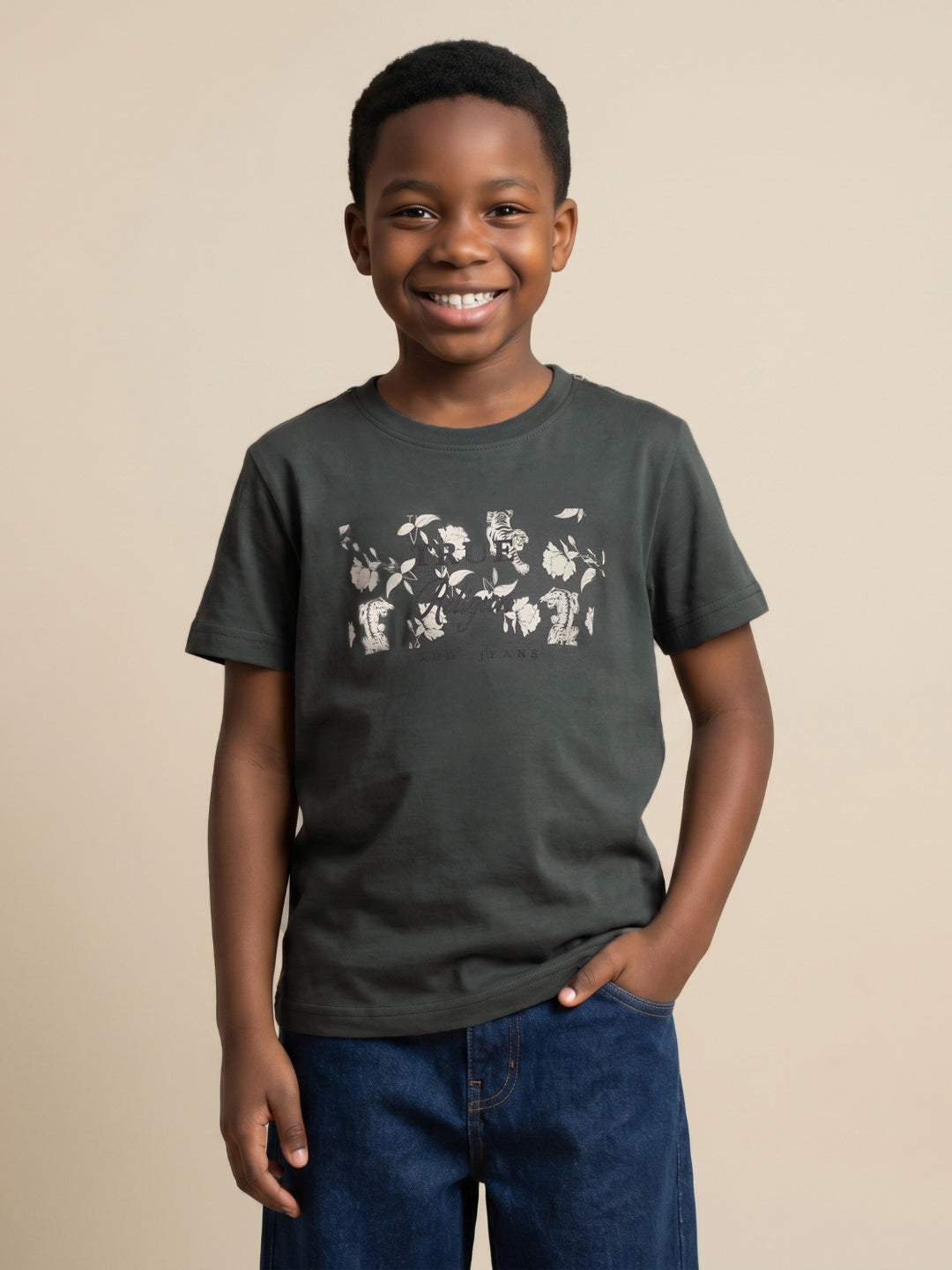 True Religion Boys Green Aop Cotton T-Shirt