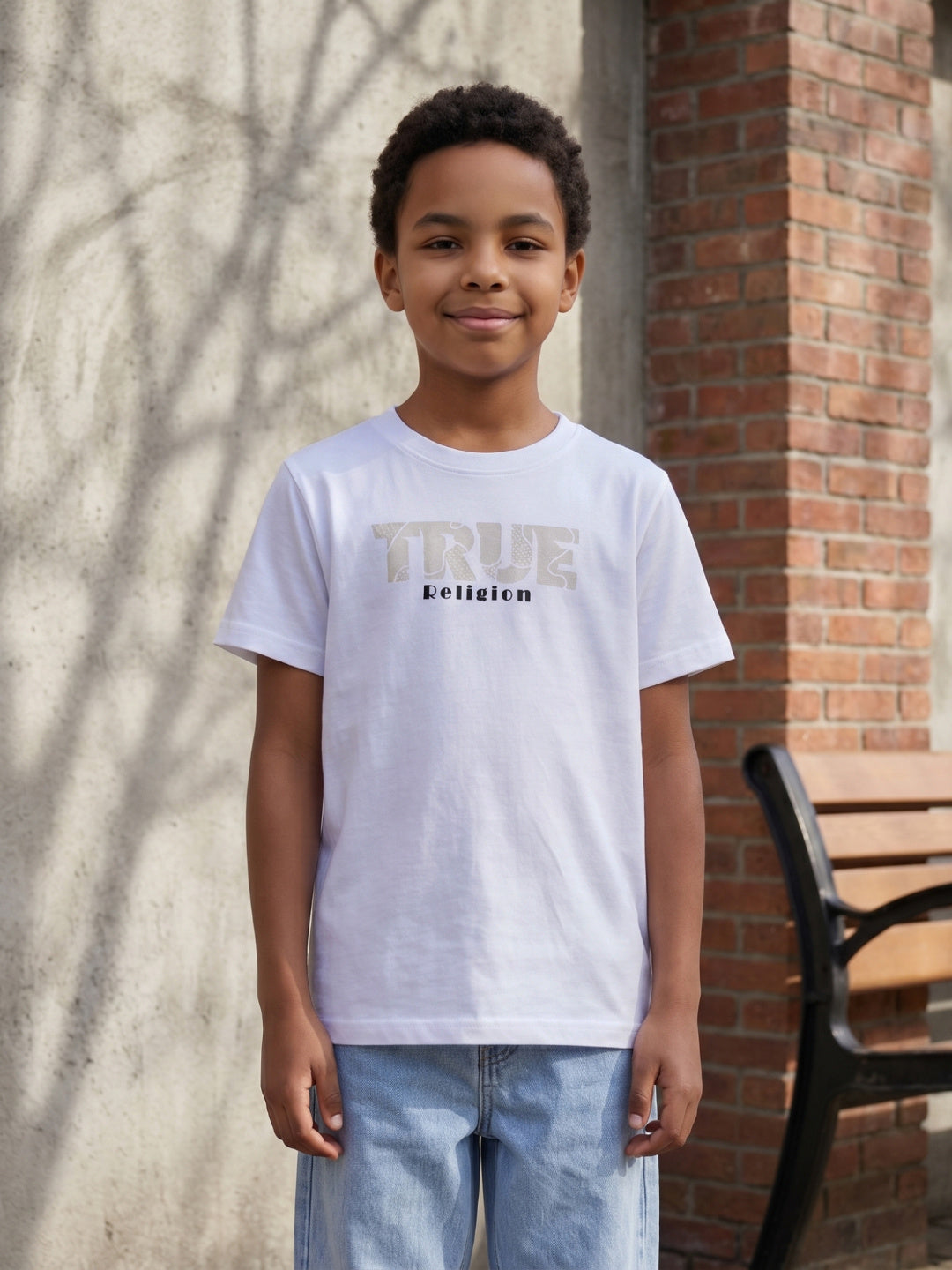 True Religion Boys Cream Cotton T-Shirt